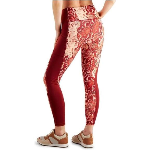 Ideology Women's Snakeskin-Print Pull-On High-Rise 7/8 Leggings Red S - Picture 2 of 4